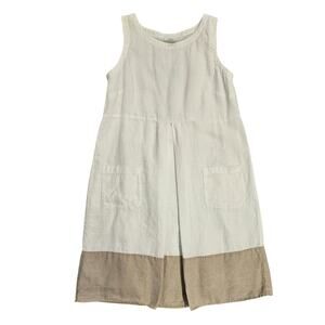 J jill love linen tank dress medium neutral white beige farm cottagecore apron